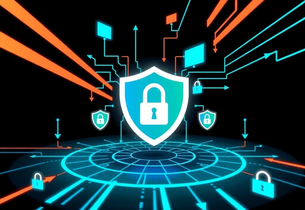 Ilustrație abstractă a securității datelor și confidențialității online